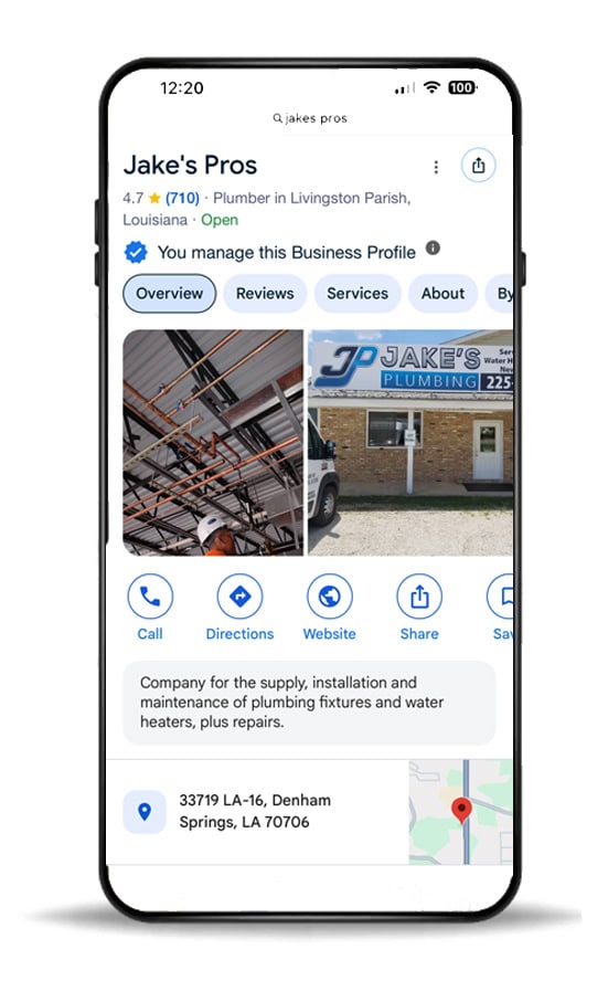 jake's pros google business page preview. Review us and check us out on google